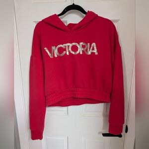 Victoria Sport Red Crop Top Hoodie -SZ XL